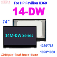 AAA+ 14" LCD For HP Pavilion X360 14-DW 14M-DW Series Laptop LCD Display Touch Screen Digitizer Assembly Frame for HP 14-DW LCD