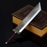 35cm Cloud Strife Buster Sword Weapon Keychain Final Fantasy 7 VII Metal Anime Game Samurai Sword Uncut Blade Weapon Model Gifts