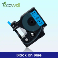 Ecowell 19mm 45806 Black on Blue tape for Dymo D1 45806 Label Tape compatiblr for Dymo LabelWriter 450 Duo MobileLabeler 360D