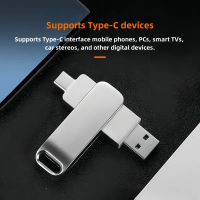 แฟลชไดรฟ์ USB 3.0 แบบโลหะ 2 ใน 1 ความจุ 256GB พร้อมอินเทอร์เฟซ Type‑C สองช่อง รองรับ iPhone 15/16/17