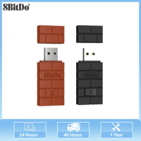 8Bitdo USB Wireless Adapter RR2 For Switch Win10/11 Android TV System Bluetooth Receiver For Sony PS5/4/3 Xbox Series Controller