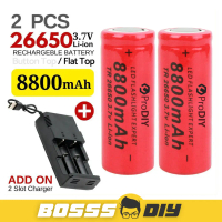 COMBO PRODIY 26650 8800mAh 3.7V Rechargeable Li-ion Battery Lithium Bateri Boleh Cas + Battery Charg