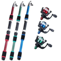 Kit Penuh, Dengan Pancing Telescopic dan Kekili Berputar, dengan Mata Kail, Set Tiang Perjalanan fis