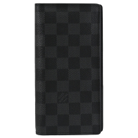 LV N62665  Brazza 黑棋盤格紋對開多卡零錢長夾.黑