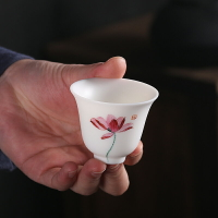白瓷茶杯手繪德化茶具透光手工陶瓷功夫主人杯個人杯品名杯