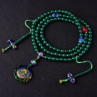 Designer Tibetan Mala Buddhist Green Tara Prayer Beads Tibetan 108 Beads Mala Buddhist Rosary Beads