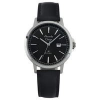 Alexandre Christie Primo Steel AC 1014 LD LSSDG Black Dial Black Leather Strap Women's Watch