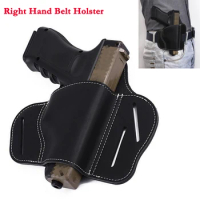 Military Right Hand Leather Gun Holster Tactical Gun Belt Holster For Universal Gun Glock Sig Sauer Handgun