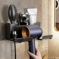 Wall Mounted Hair Dryer Holder for Dyson Bathroom Shelf Without Drilling Plastic Hair Dryer Stand Bathroom Accessories Organizer