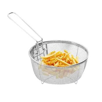 Stainless Steel French Chip Frying Strainer Basket Deep Fry Basket Kitchen Round Fryer Wire Mesh With Handle Wire Colander Nets