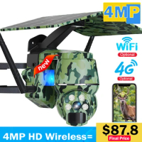New 4MP WiFi Solar Camera Outdoor 4G Sim Card Wildlife CCTV Cam Security Protection Human/Animal Detection Video Hunting cam