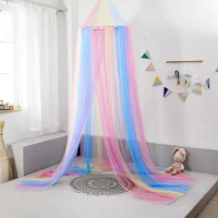 Dreamy Mosquito Net Mosquito Net for Bed Rainbow Color Single Door Mosquito Net Bed Canopy Breathable Mesh Easy Installation