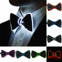 Newest Men LED Wire Necktie Bowtie Flashing Light Up El Wire Bow Tie Necktie LED Mens Lights Bowtie Wedding Glow Party Supplies