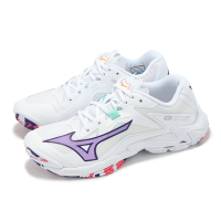 Mizuno 排球鞋 Wave Lightning Z8 女鞋 白 紫 輕量 室內運動 羽排鞋 美津濃 V1GC2400-20