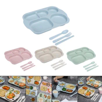 1set Dinner Divided Plates Food Control 5 Compartments Tray Tableware Dish Diet 30*21cm Kitchen Dining Bar Tools Accessories