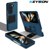 KEYSION Luxury Live Stand Case for Samsung Galaxy Z Fold 5 5G PC Shockproof Phone Back Cover for Samsung Galaxy Z Fold 5 4 3 5G