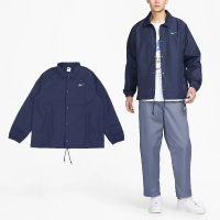 【NIKE 耐吉】教練外套 Authentics Lined 藍 寬鬆 男款 刺繡 防潑水 防風 夾克(FD7844-410)