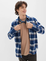 เสื้อเชิ้ตผู้ชาย JIM PLAID RYAN FLANNEL SHIRT สี กรมท่า