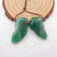 Hot Sale Natural Stone Green Chalcedony Beauty Jewelry Women Earring Bead 31x16x5mm 8g
