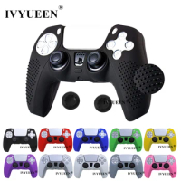 IVYUEEN Anti-slip Silicone Cover Skin for PlayStation Dualshock 5 PS5 Controller Case Thumb Stick Grip Cap for DualSense