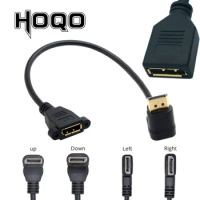 90 Degree Angle Elbow DisplayPort Panel Mount Extension Cable Adapter Corner DP 1.4v Male to Female Cord Socket Screw 2k@144Hz