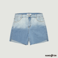 Hang Ten-女裝-REGULAR FIT水洗漸層牛仔短褲-淺藍