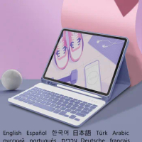 For Samsung Galaxy Tab S6 Lite 10.4 Keyboard Case S6 Lite Russian Spanish Arabic Korean Hebrew Portuguese Tablet Keyboard Cover