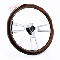 18 Inch Chrome Semi Truck Steering Wheel with 5 Hole Wood Film Steering Wheel
