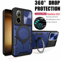 Sarung kalis kejutan untuk Realme C67 C 67 RealmeC67 4G 5G 2023, Sarung telefon, pemegang cincin per