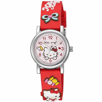 HELLO KITTY 凱蒂貓生動迷人立體圖案手錶-紅/27mm