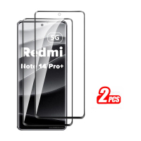 กระจกนิรภัย 2 ชิ้น สำหรับ Xiaomi Redmi Note 14 Pro Plus, 14 Pro, 14 Pro+, Note 14 Pro Plus, ฟิล์มกัน