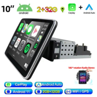 Single 1 DIN Rotatable 10 Inch Touch Screen Android 10.1 Car Stereo Radio GPS 1+16GB FM Car Multimedia Video MP5 Player