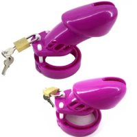 Purple Plastic CB6000 CB6000S Cock Cage Male Chastity Penis Rings Adult Game Slaved Fetish Sex Products with Five Rings G7-3-9