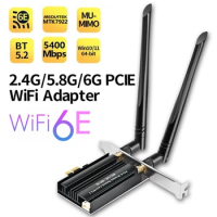 5400Mbps WIFI 6E PCI-E Wireless Network Card MTK7922 802.11AX 3 Band 2.4G/5G/6Ghz PCI e PCIE 2 in 1 