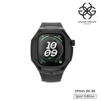 【Golden Concept】Apple Watch 45mm 保護殼 黑色不鏽鋼錶殼/黑色橡膠錶帶(SPIII45-BK-BK)