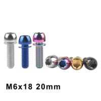 Weiqijie Titanium Bolt M6x18 20mm Hexagon Socket Screw with Washer for Bicycle Brake Fixing Screw 1pcs