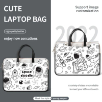 Laptop Bag Laptop Sleeve Case Black Handle Creative Handbag PU Shockproof Carrying Bag 13 14 15 17 inch For Macbook/Dell/HP/Acer
