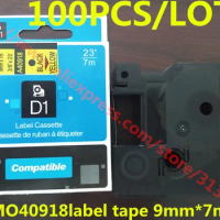 100Pcs Free shipping LM500TS DYMO Label Tape Cassette 40918 Black On yellow 9mm * 7m Compatible LM450 paper tags label maker
