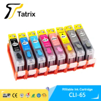 Tatrix New Canon refillable ink cartridge CLI-65 CLI65 for Canon PIXMA Pro-200 pro200 printer,Disposable chip