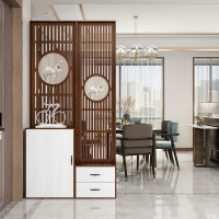 新中式 屏風 入戶玄關 櫃 鞋櫃一體 現代簡約客廳 雙麵隔斷 櫃 置物架  裝飾
