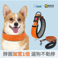 樂天精選~狗狗項圈不勒脖中大型犬防咬脖頸圈遛狗防掙脫寵物小狗發光牽引繩【新年快樂】