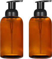 2 Pack Amber Glass Jar Soap Dispenser with Foaming Pump 13 Ounce Amber Round Bottles Dispenser with 