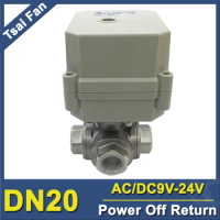 TF20-S3-C Power Off Return Valve AC/DC9-24V 3-Way DN20 L/T Type BSP/NPT 3/4'' Stainless Steel Actuated Ball Valve High Quality