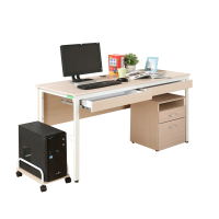 【DFhouse】頂楓150公分電腦辦公桌+2抽屜+主機架+活動櫃-楓木色