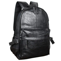 Men's backpack Korean casual backpack school bag fashion travel backpack PU leather men's bag