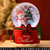耶誕節水晶球飄雪旋轉擺件音樂音樂盒兒童平安夜兒童小禮物男女友新款大號雪人  自動飄雪+內旋轉+彩燈+音樂