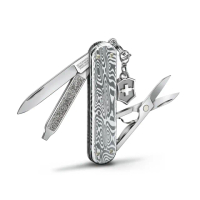 【VICTORINOX 瑞士維氏】Classic Brilliant 58mm/5用/大馬士革 瑞士刀(0.6221.34)