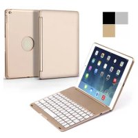 For iPad Air 2 iPad 6 Fashion 7 Colors Backlight Backlit Aluminum Wireless Bluetooth Keyboard With Stand Protective Case Cover