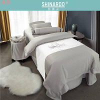 SHINARDO 美容床罩組四件套美容院歐式按摩理療logo刺繡簡約中國風中式水墨畫加大被子床罩組