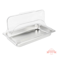 蛋糕鹵菜食物盒子不銹鋼托盤蓋透明菜罩翻蓋大防塵罩保鮮蓋長方形
